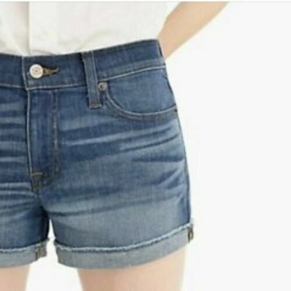 J. Crew Denim Shorts Low Rise Medium Wash Blue Cotton Casual Stretch Womens Sz 0